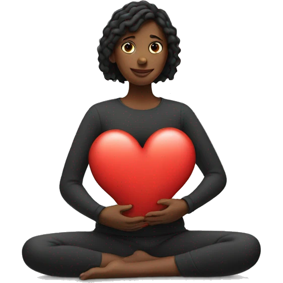 woman shaping a heart with her hands on her belly emoji