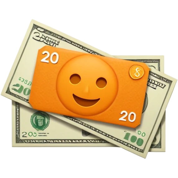 A $20 dollar cash coupon with $20 on it  in orange colour  emoji