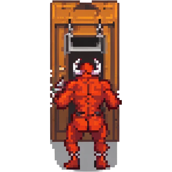 devil guy with a door for a torso and metal limbs taking a big ass fart
 emoji