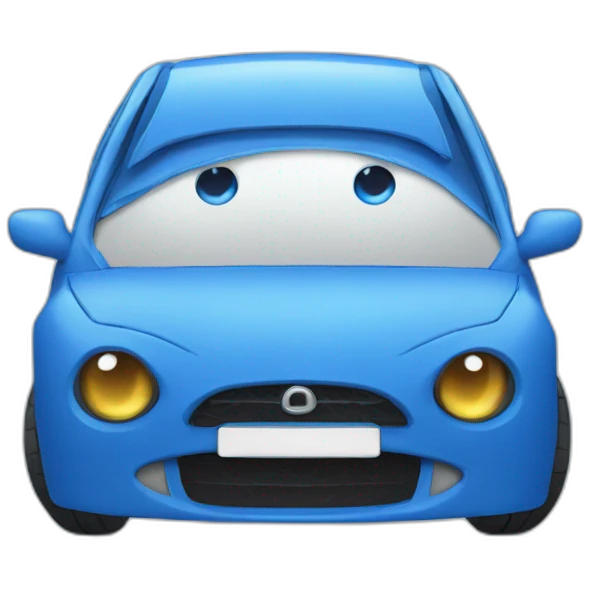 blue hatchback with eyes emoji