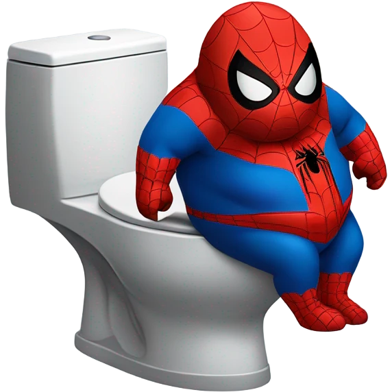 Fat spiderman on toilet emoji