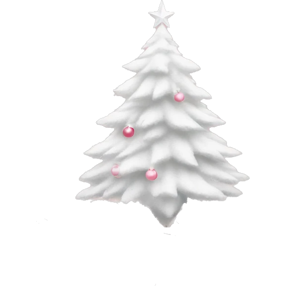 Light pink Christmas gifts under a white Christmas tree  emoji