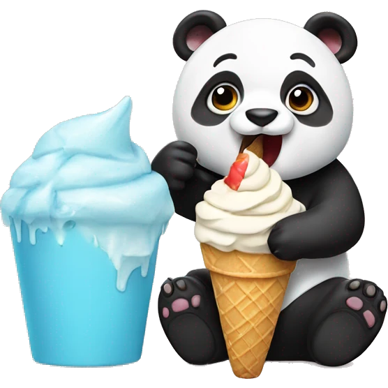 Panda eating ice cream emoji