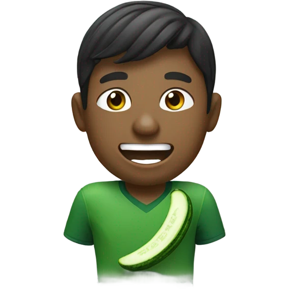 Guy in green jersey eating cucumber emoji