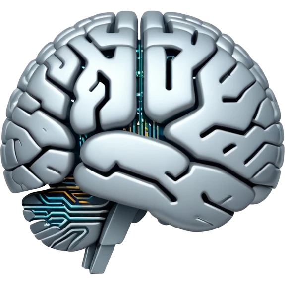 brain with digital circuits representing artificial intelligence emoji