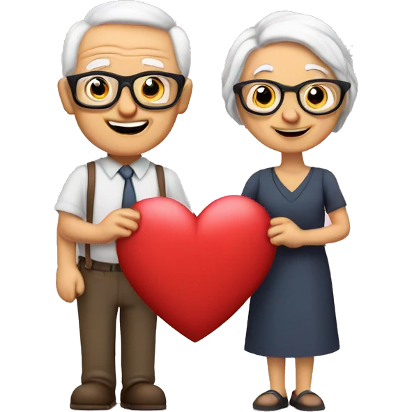 nerd Grandparents in Day St Valentines with laptops emoji