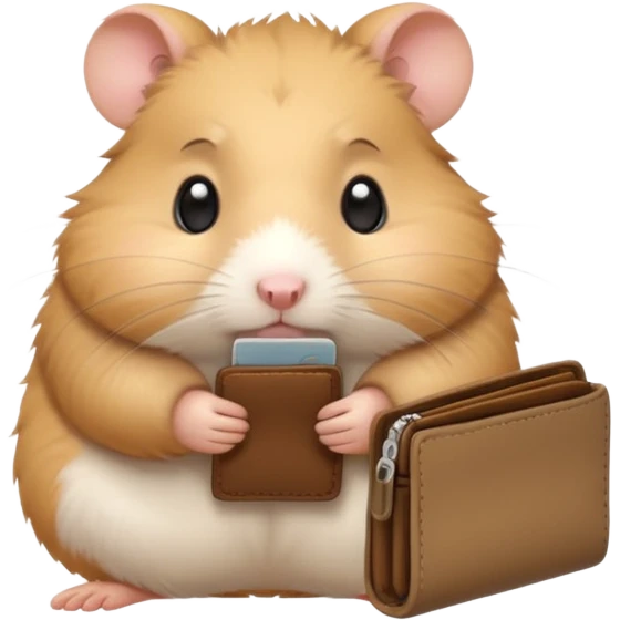 cartoon-style hamster melancholy expression opening his wallet to showcase nothing emoji