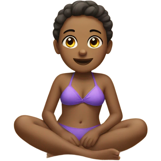 Girl sitting on sand in the swimsuit in full body emoji