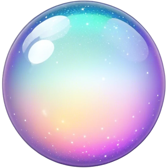  White sparkly glittery iridescent colorful transparent ball sphere orb emoji