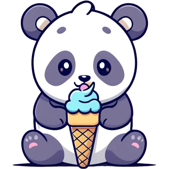 Panda eating ice cream emoji