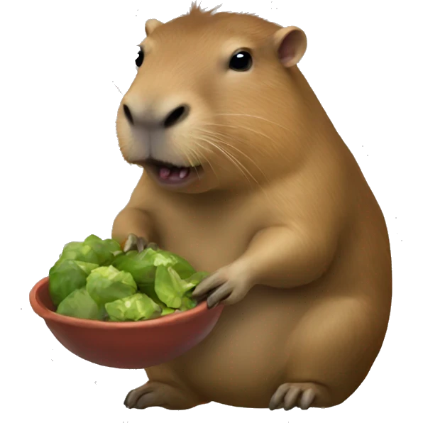 Realistic capybara eating a frog emoji