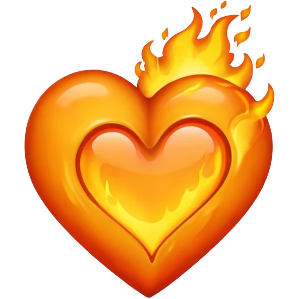 Corazón Naranja con un fuego  emoji