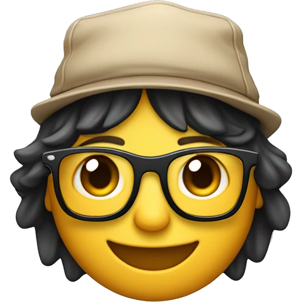 Una carita sonriente con pelo, gafas de sol y una gorra para atrás  emoji