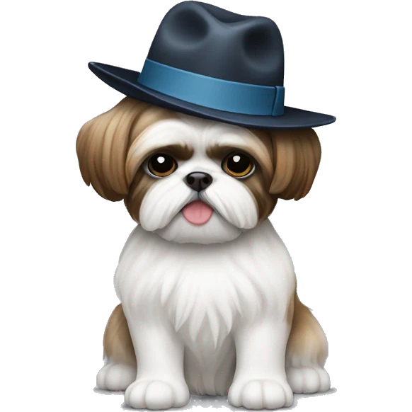 A shih-tzu with a fedora emoji