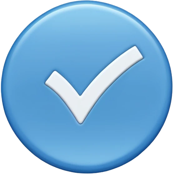 A blue circle with a white checkmark in the middle emoji