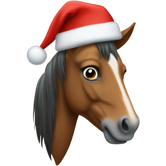 Horse with a Christmas hat  emoji