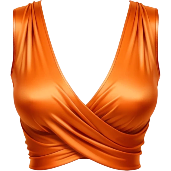 super realistic isolated orange satin crop top emoji