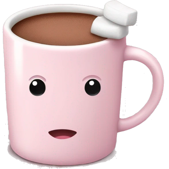 Light Pink mug of hot chocolate with marshmallows  emoji