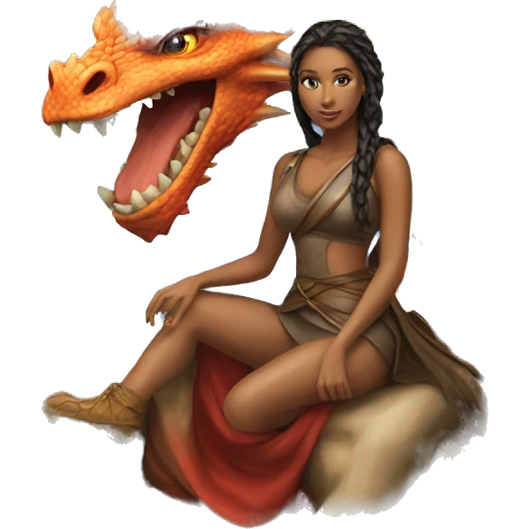 Beautiful woman on dragon emoji