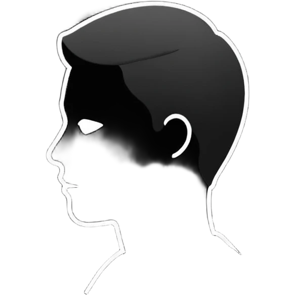 Minimalistic flat vector icon, iOS style, thin black outline on white background. Person silhouette. Black, completely monochrome, matte.  emoji