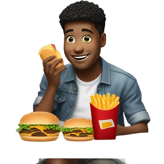 guy eating fast food emoji