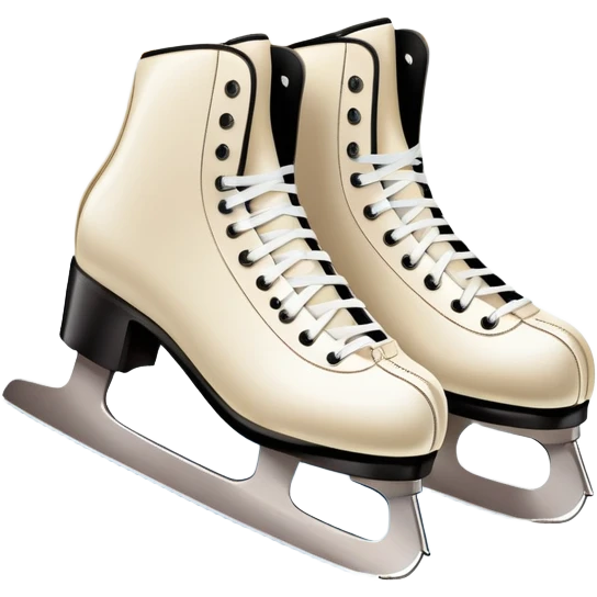 An icon featuring a pair of elegant figure skates resting on scratched, worn ice. In the background, cheering spectators fill the stands of a grand stadium, creating a vibrant atmosphere. Transparent background highlights the essence of figure skating performance emoji