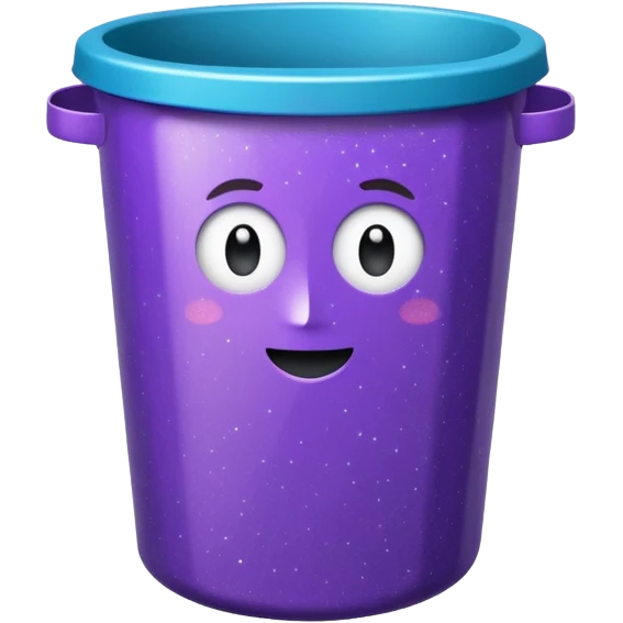 Glitter Purple and Cian  metal rubbish bin office emoji