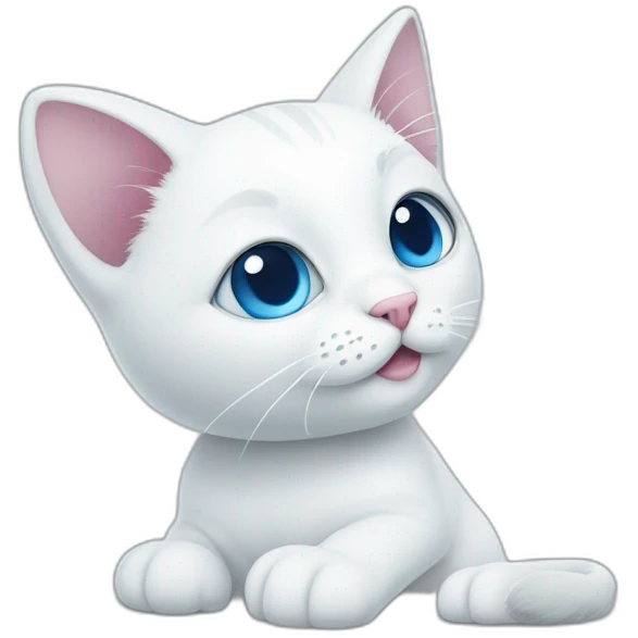 cartoon white cat with a blue big spot on his left side and a blue ear emoji