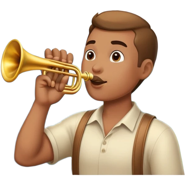 the man who blows the horn against the background of the mountains emoji