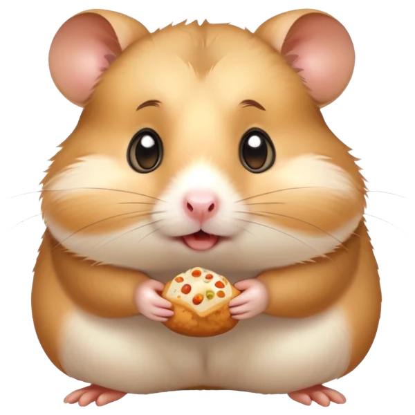 surprised hamster with puffed cheeks full of food, wide eyes emoji
