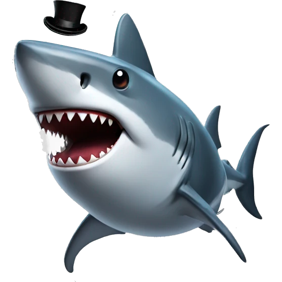 Shark with a top hat emoji