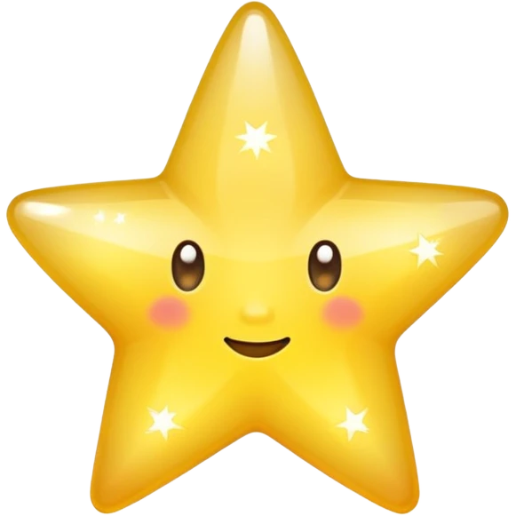 Generate a high-quality 3D cartoon-style emoji of a yellow sparkling star, glittering and shining effect, smooth gradient colors, rounded and cute appearance, no human faces, simple white background, high-resolution.

 emoji
