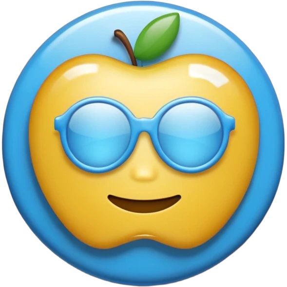 A glossy, three-dimensional emoji pin badge showing the text "TODOC". The font is modern, rounded, sans-serif, and colored in a professional medical blue. The badge has soft edges and reflections, in the style of Apple emojis. White background. emoji