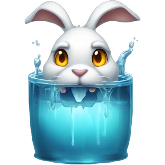 Scary rabbit drinking water  emoji