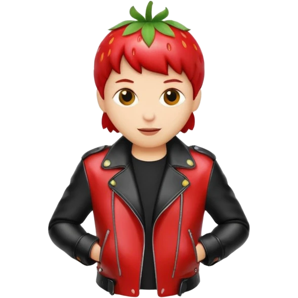 no. the strawberry should be the thing wearing the clothes. not a person, a strawberry emoji