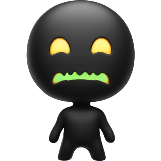 Make me a 3D emoji that expresses the strength of the strong body of the young ghost. The image of the ghost in black and neon emoji
