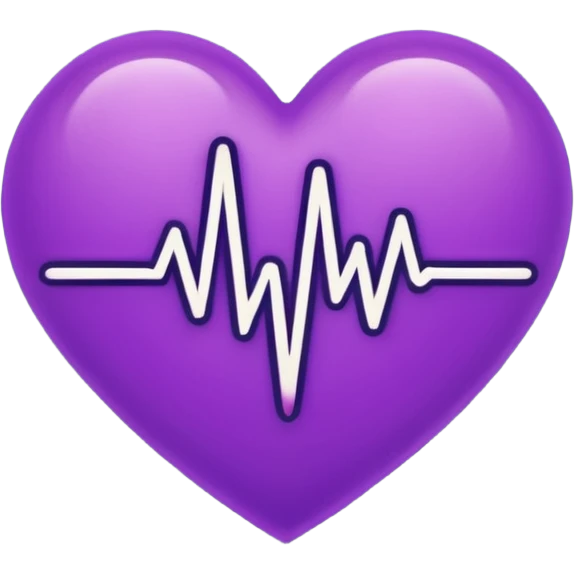 heart pules tech with the pules symbol in the middle, make the hart dark purple. navy blue outline emoji