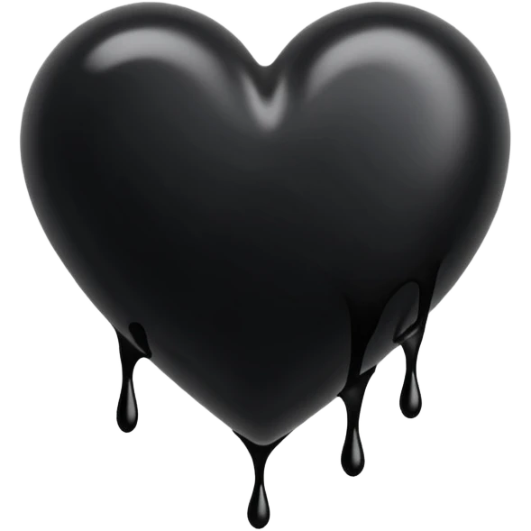 black ink blob heart emoji with ink streaks, isolated on white background, grunge, like pen stroke emoji