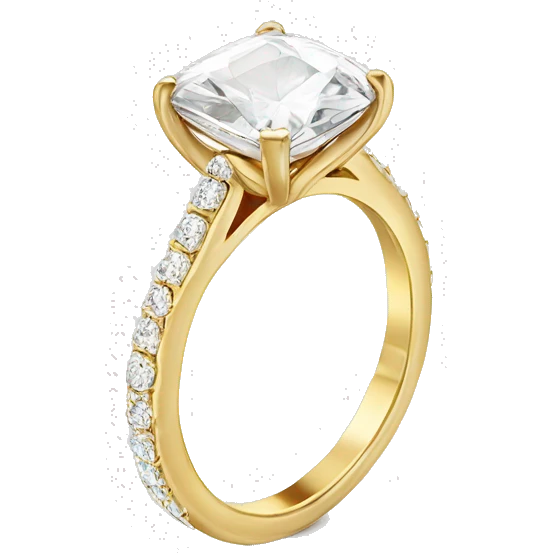 One Cushion cut diamond ring with gold band  emoji