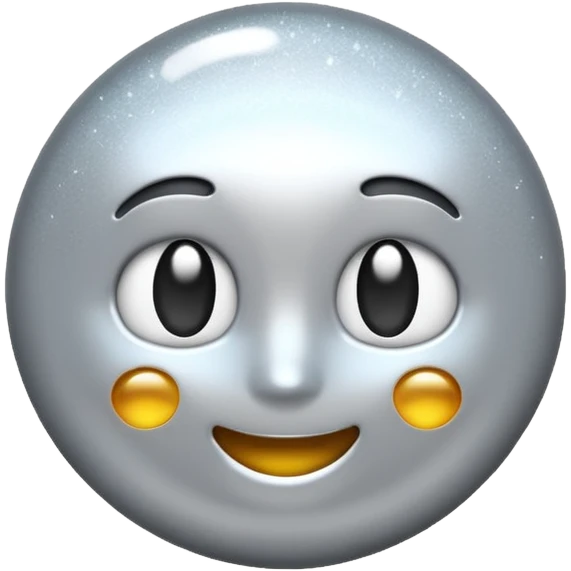 Silver chrome sparkle emoji, iOS emoji style, minimal shape, glossy metallic shine, clean background, smooth lighting emoji