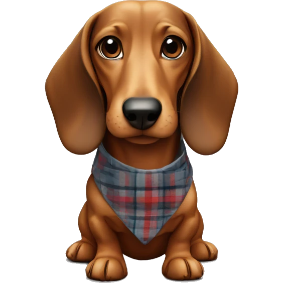 a dachshund with a plaid emoji