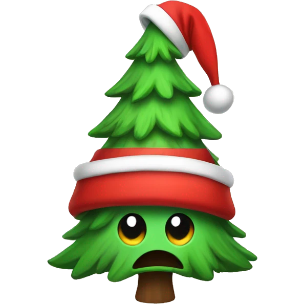 Tree with a Christmas hat emoji