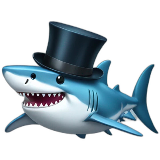 Shark with a top hat emoji