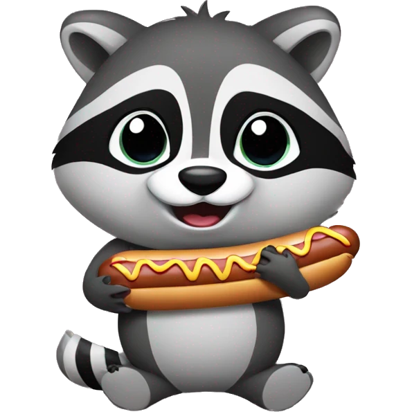 raccoon holding a hot dog emoji