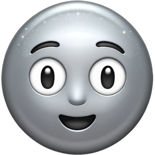 Silver chrome sparkle emoji, iOS emoji style, minimal shape, glossy metallic shine, clean background, smooth lighting emoji