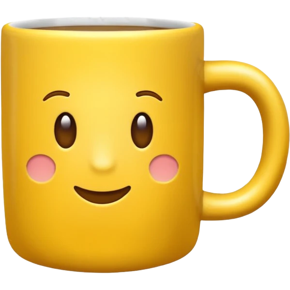 emoji of a yellow coffee mug with “Luke’s” written on it, steam coming out, cozy cartoon style emoji