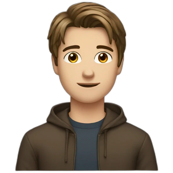 Young men French type middle part straight brown hair emoji