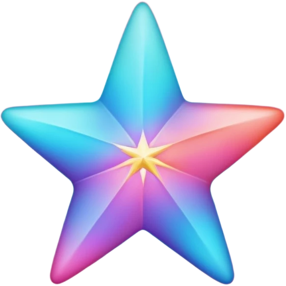 
Star color in in gradient of turquoise, blue, pink, purple, and coral emoji