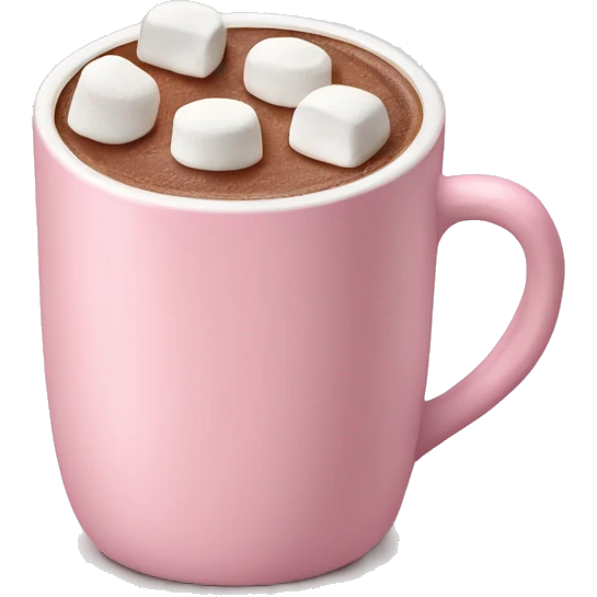 Light Pink mug of hot chocolate with marshmallows  emoji
