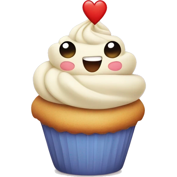 cute cupcake character with arms and hands shaping a heart emoji